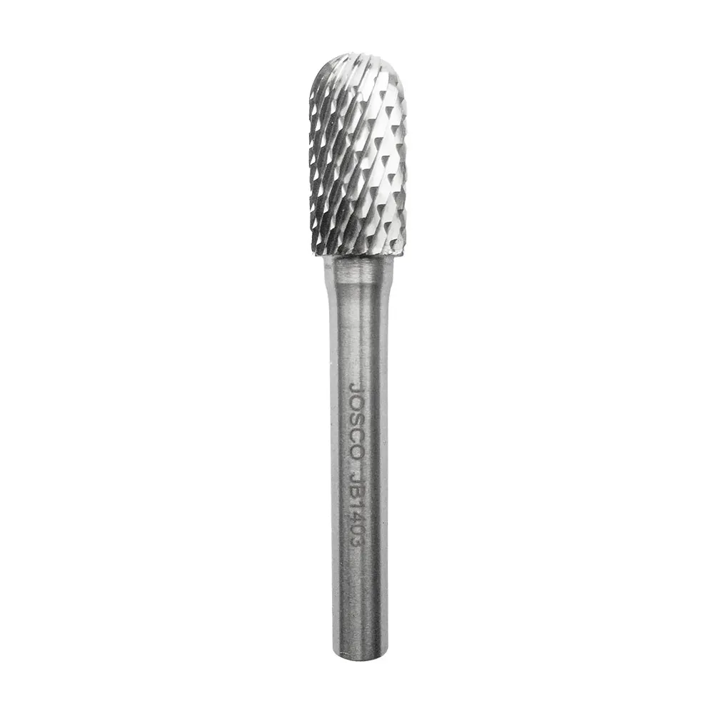 JOSCO 10 x 20mm 1/4inch Shank Ball-Nosed Cylinder Diamond Cut Carbide Burr