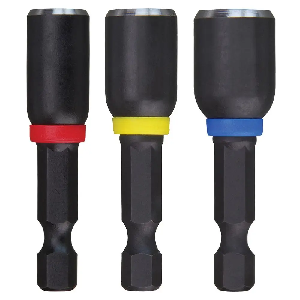 MILWAUKEE 1/4-3/8inch x 50mm Magnetic Power Nutsetter Set - SHOCKWAVE - 3 Piece 49664561