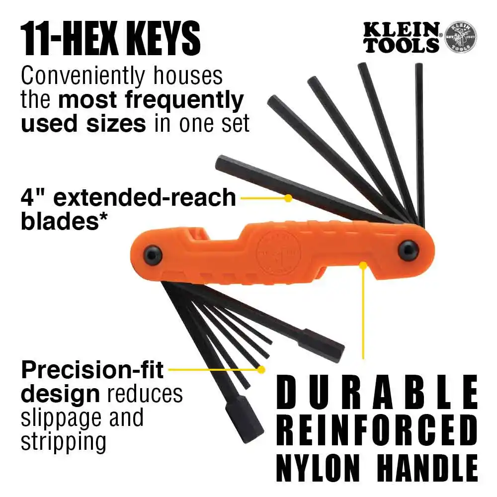 KLEIN SAE/Metrics Folding Hex Key Set - Pro Folding A-70552