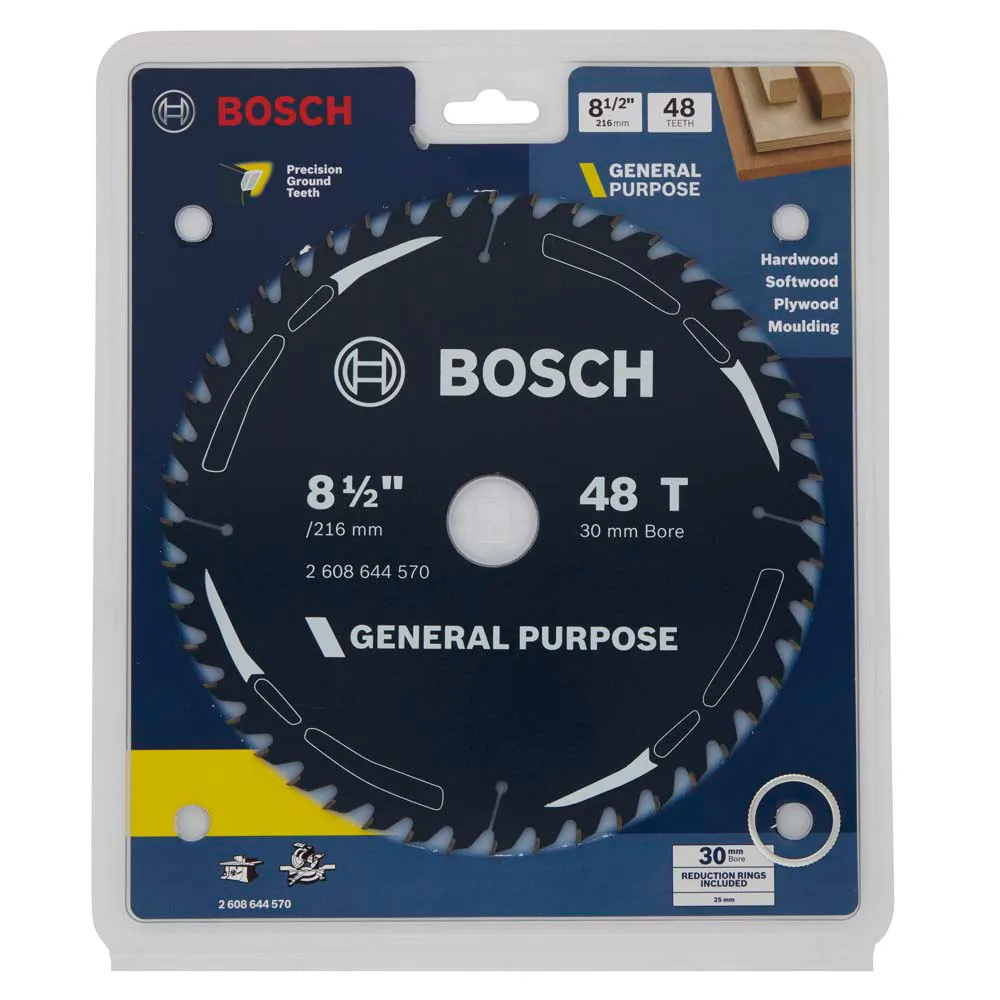 BOSCH 216mm 48T TCT Circular Saw Blade for Wood Cutting - GENERAL PURPOSE