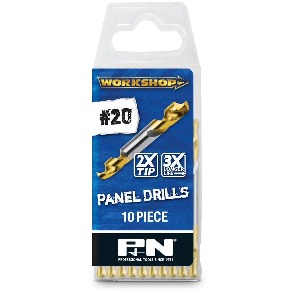 P&N WORKSHOP No.20 x 54 mm HSS-TiN Double-Ended Panel Drill - 10 Piece
