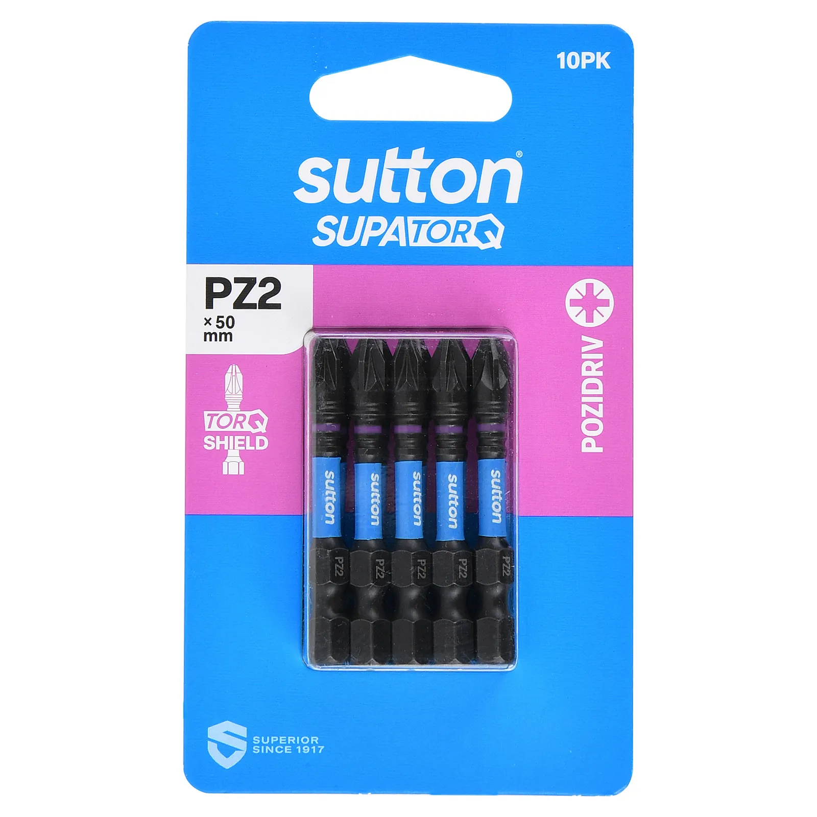 SUTTON SUPATORQ PZ2X50mm Pozidrive Screwdriver Bit - 5 Piece S202H10B02