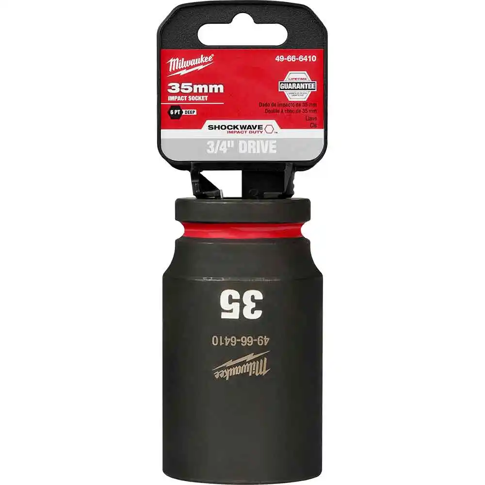 MILWAUKEE SHOCKWAVE 3/4inch Drive 35mm Deep 6 Point Impact Socket 49666410