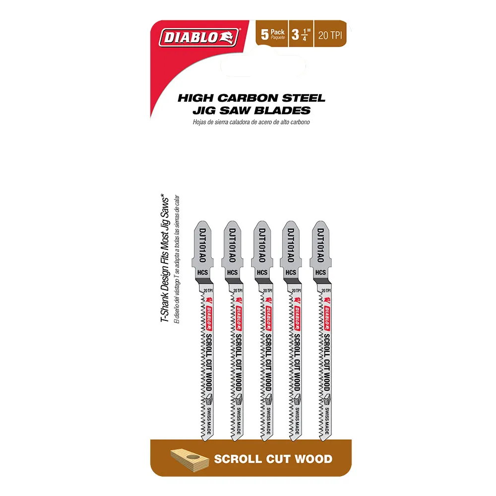 DIABLO 83mm High Carbon Steel Jig Saw Blade For Scroll Cuts In Wood 5 Piece 2608F02235