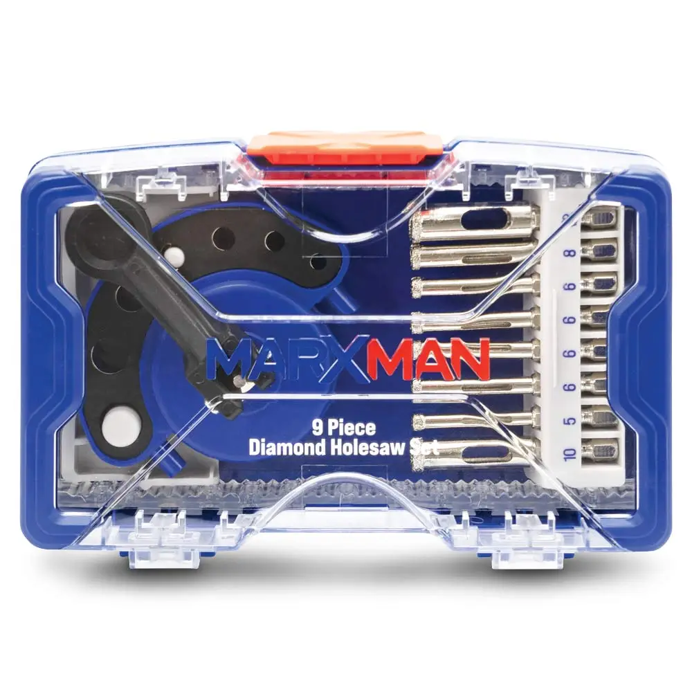 MARXMAN 5-12mm Diamond Grit w/ Guide Holesaw Bit Set - 9 Piece MHSDIA9PC