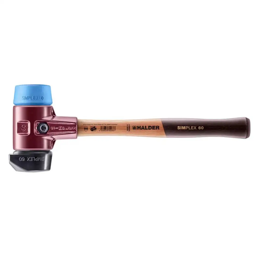 HALDER 60mm 1.35kg Rubber Mallet Rubber/TPE Tips Wood Handle 3012.26