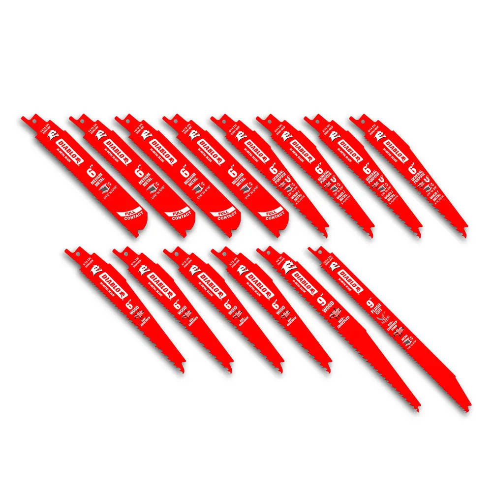DIABLO Recip Saw Blade Set Nail-Embedded Wood & Metal Demolition - 14 Piece 2610052720