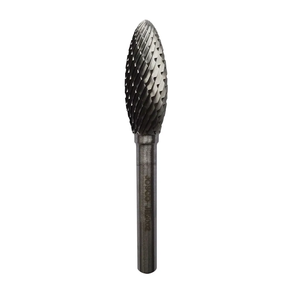 JOSCO 12 x 32mm 1/4inch Shank Flame Diamond Cut Carbide Burr