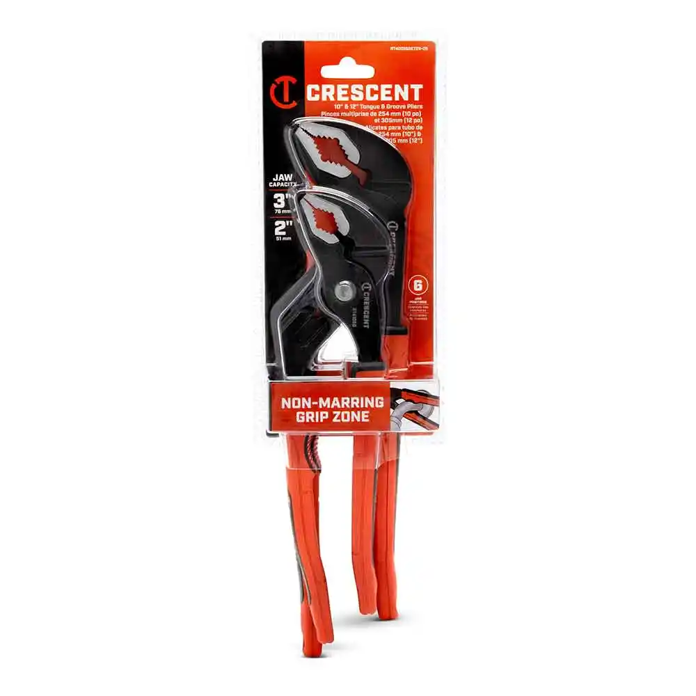 CRESCENT 2 Piece Multi Grip Plier Set with Grip Zone V-Jaw Dual Material RT400SGSET2R-05