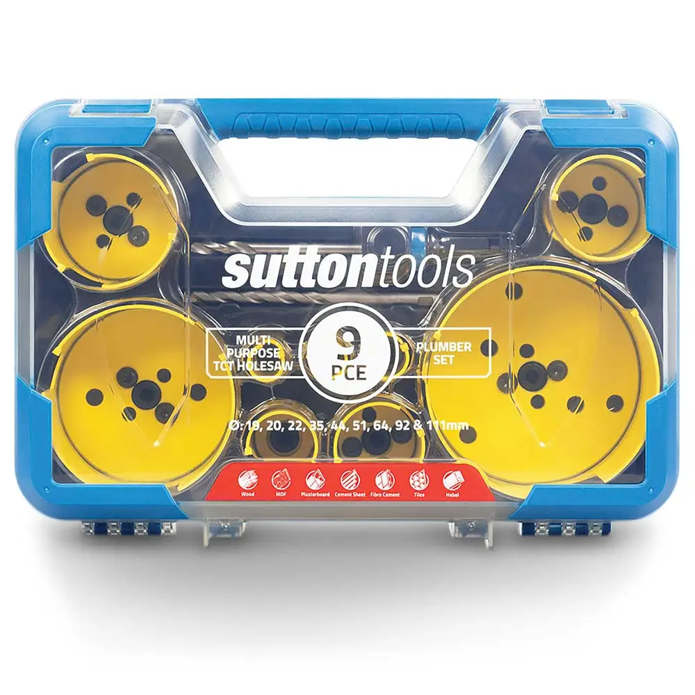 SUTTON 19-111mm TCT Multi-Purpose Holesaw Set for Plumbers - 9 Piece