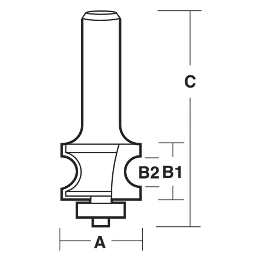 CARBITOOL Router Bit TCT Bullnose 19.8mm Bullnose 1/2inch -Shank TBN 12 B 1/2