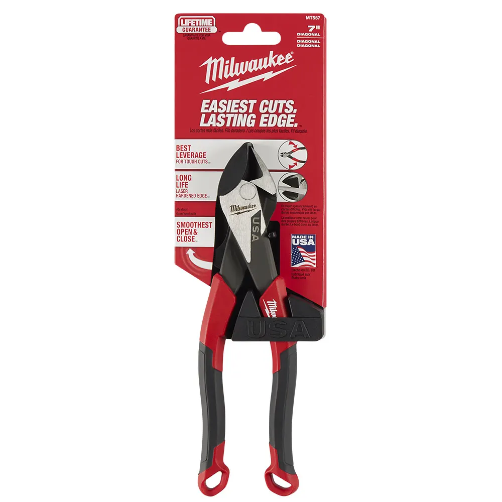 MILWAUKEE USA Made Comfort Grip 178mm (7") Diagonal Pliers MT557