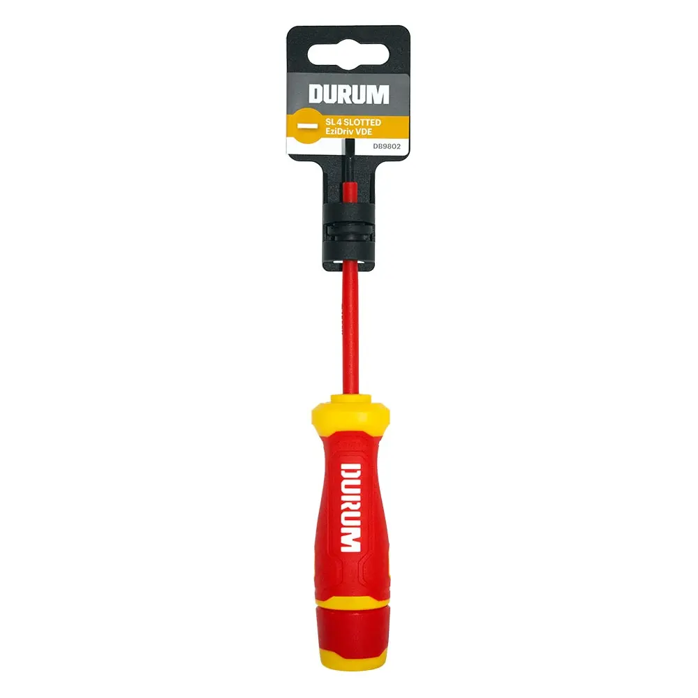 DURUM 4mm X 100mm 1000V VDE Insulated Slot Screwdriver DB9802