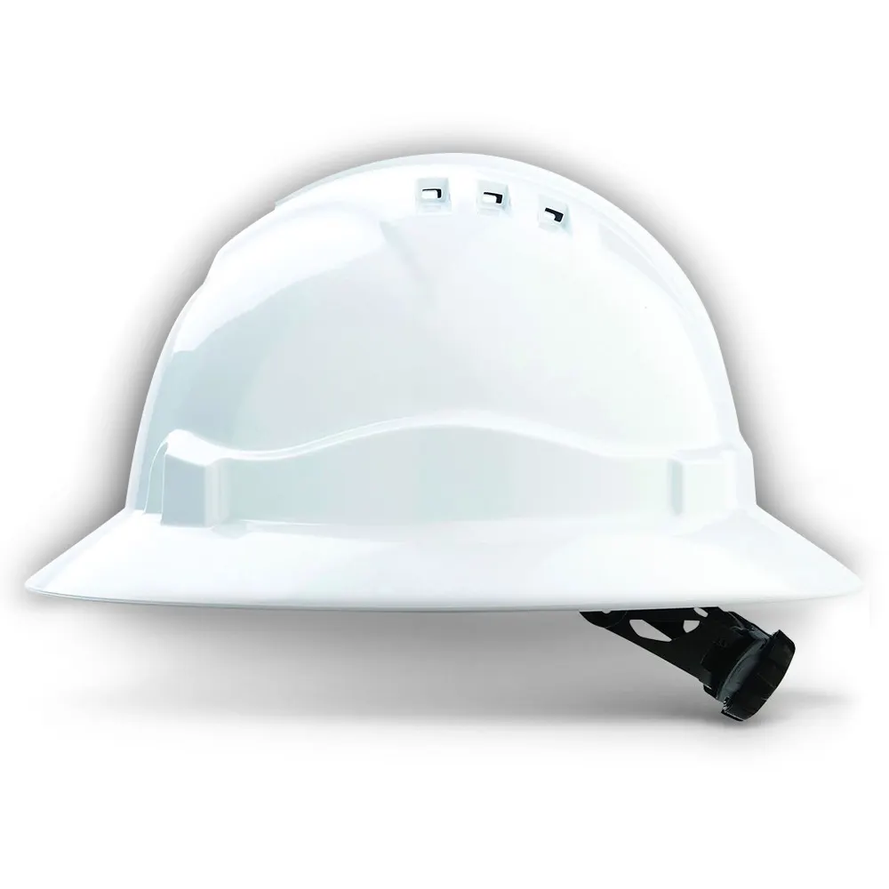 PROCHOICE V6 Hard Hat Vented Full Brim Ratchet Harness - White HHV6FB-W