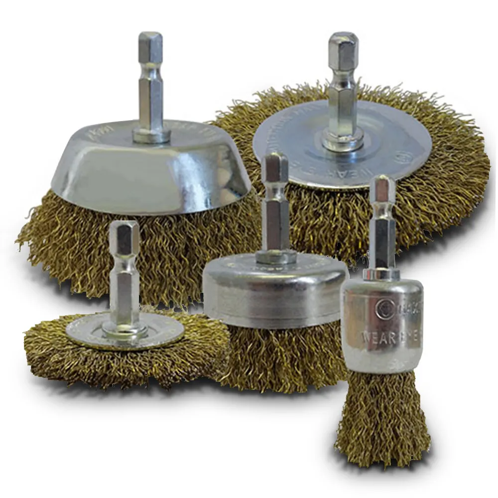 JOSCO BRUMBY Wire Brush Kit 1/4inch -Hex - 5 Piece