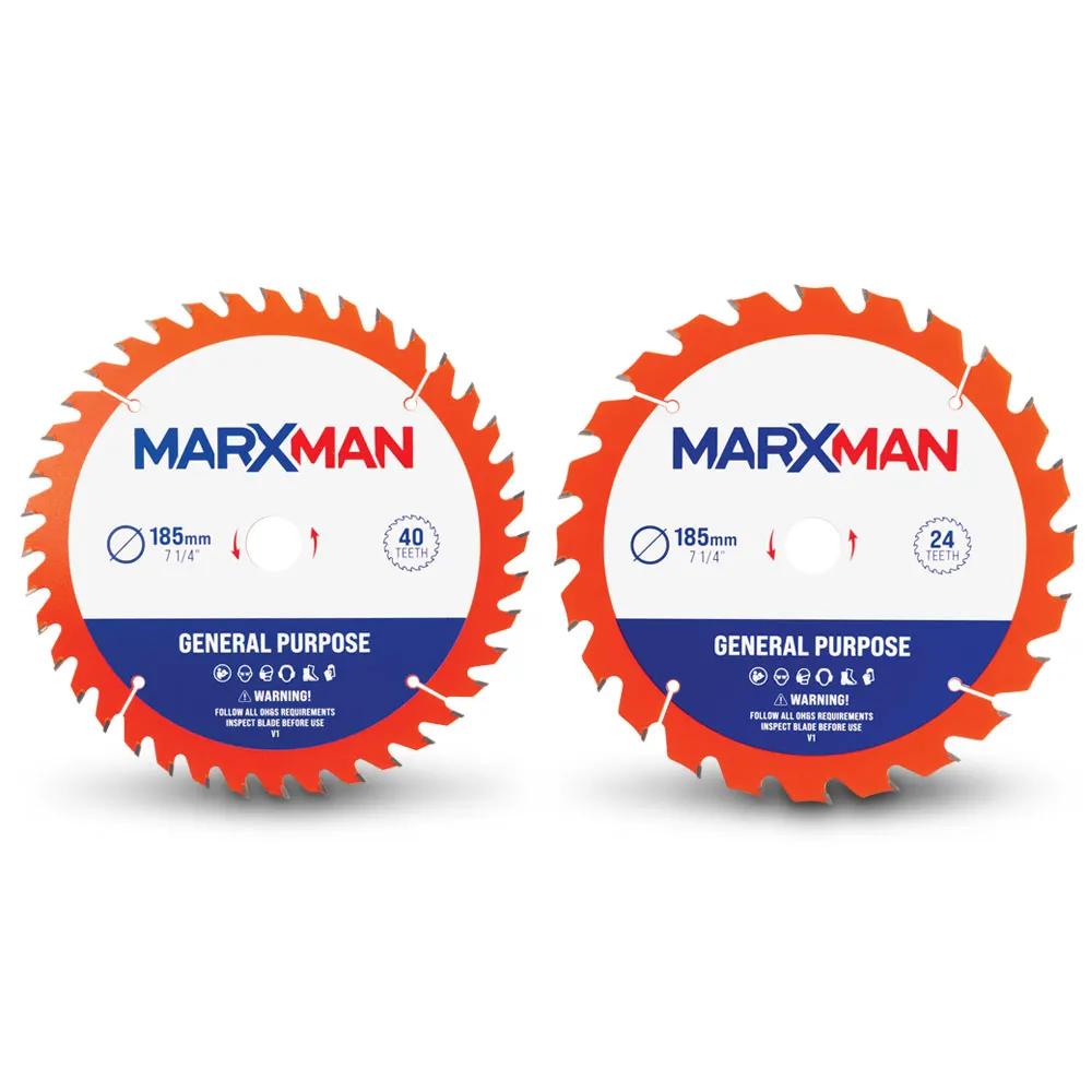 MARXMAN 185x20mm 24T/40T TCT Wood Circular Saw Blade Set - 2 Piece MMCSS1852440