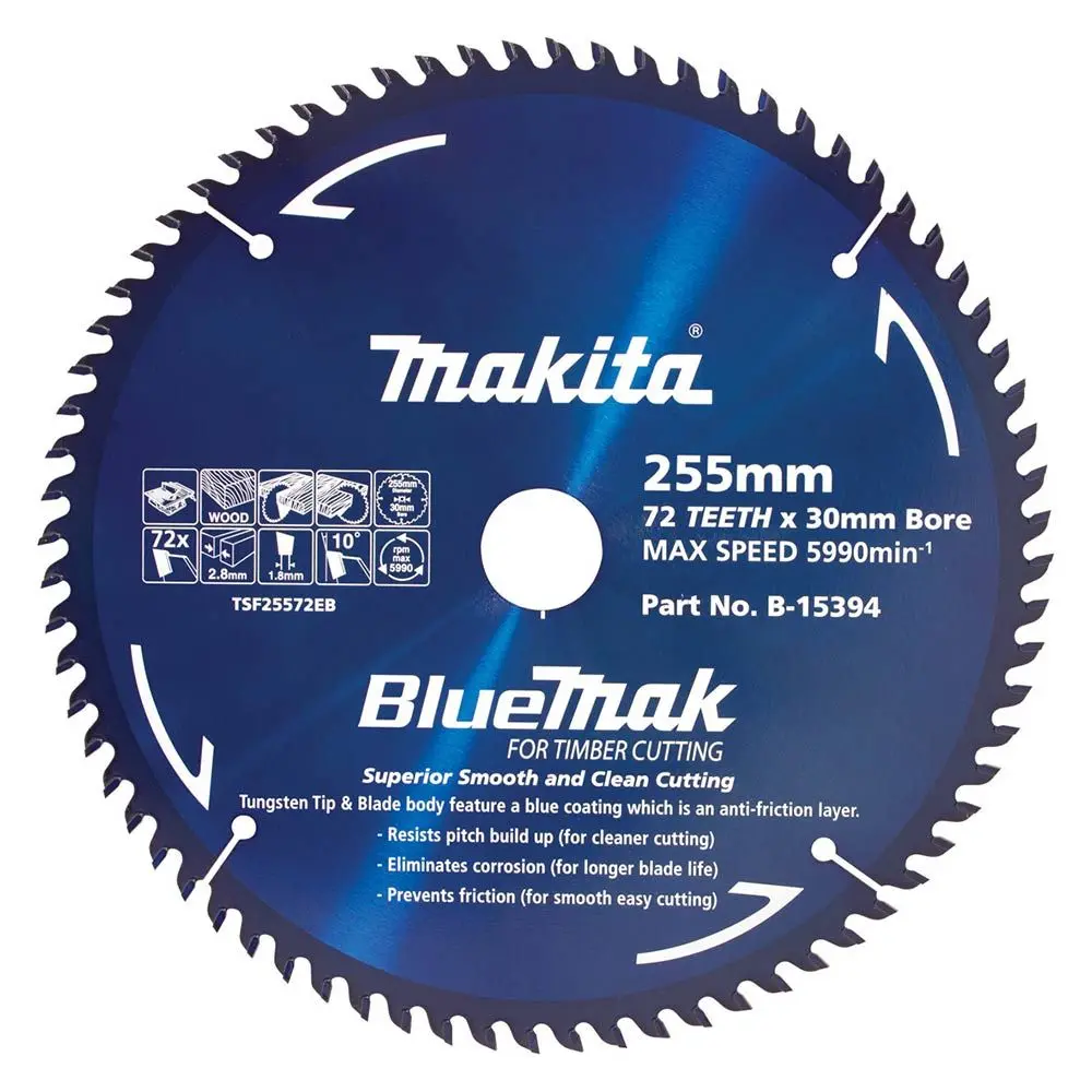 MAKITA 255mm 72T TCT Circular Saw Blade for Wood Cutting - Table Saws - BLUEMAK