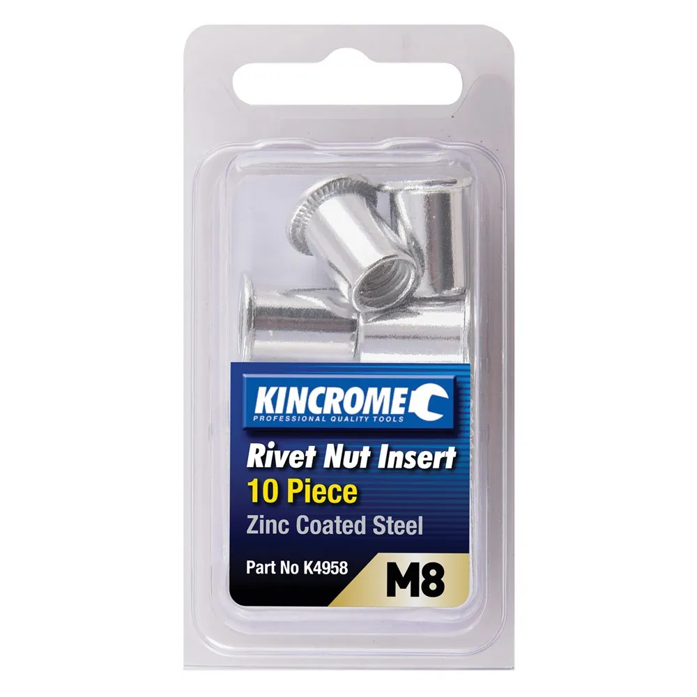 KINCROME Rivet Nut Insert M8 Zinc Coated Steel - 10 Piece K4958
