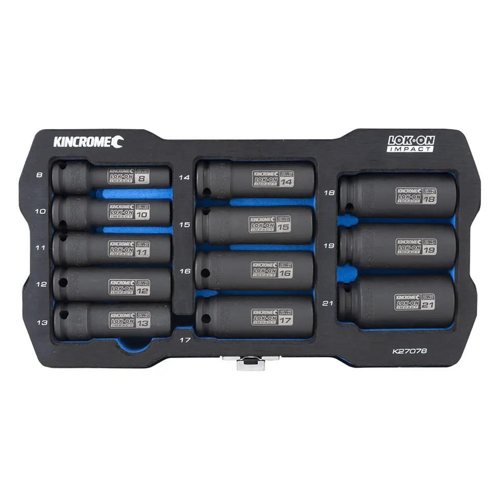 KINCROME LOK-ON Impact 3/8" Drive Socket Set Deep Metric 12 Piece K27078