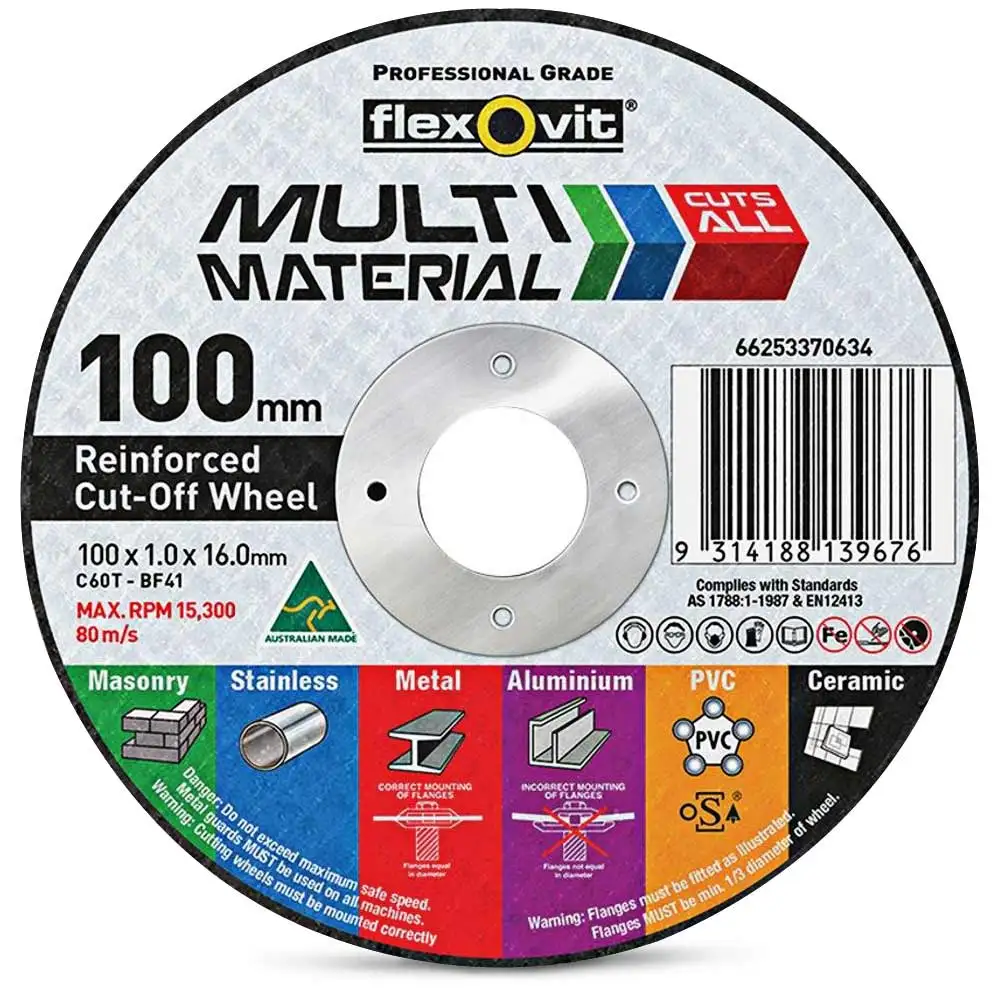FLEXOVIT 100 x 1.0mm Multi-Purpose Cut Off Disc - MULTIMATERIAL