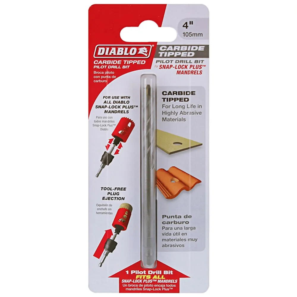 DIABLO 1/4inch x 105mm TCT Holesaw Pilot Bit - SNAP-LOCK PLUS