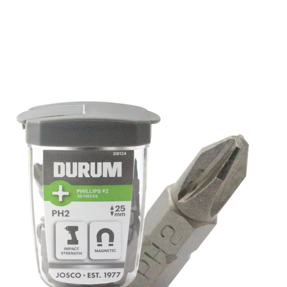 DURUM PH2 x 25mm Phillips Insert Screwdriver Bit w. Case - 30 Piece