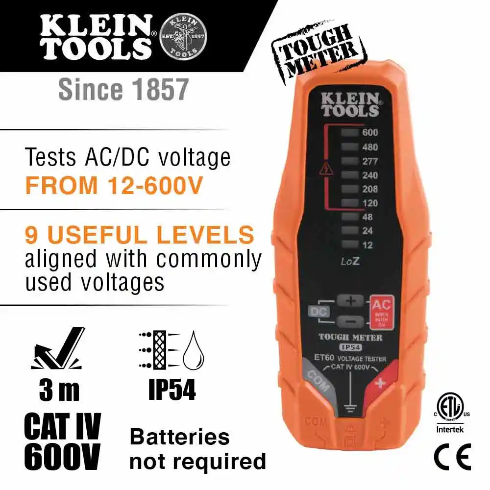 KLEIN 12-600V Cat Iv Voltage Detector A-ET60