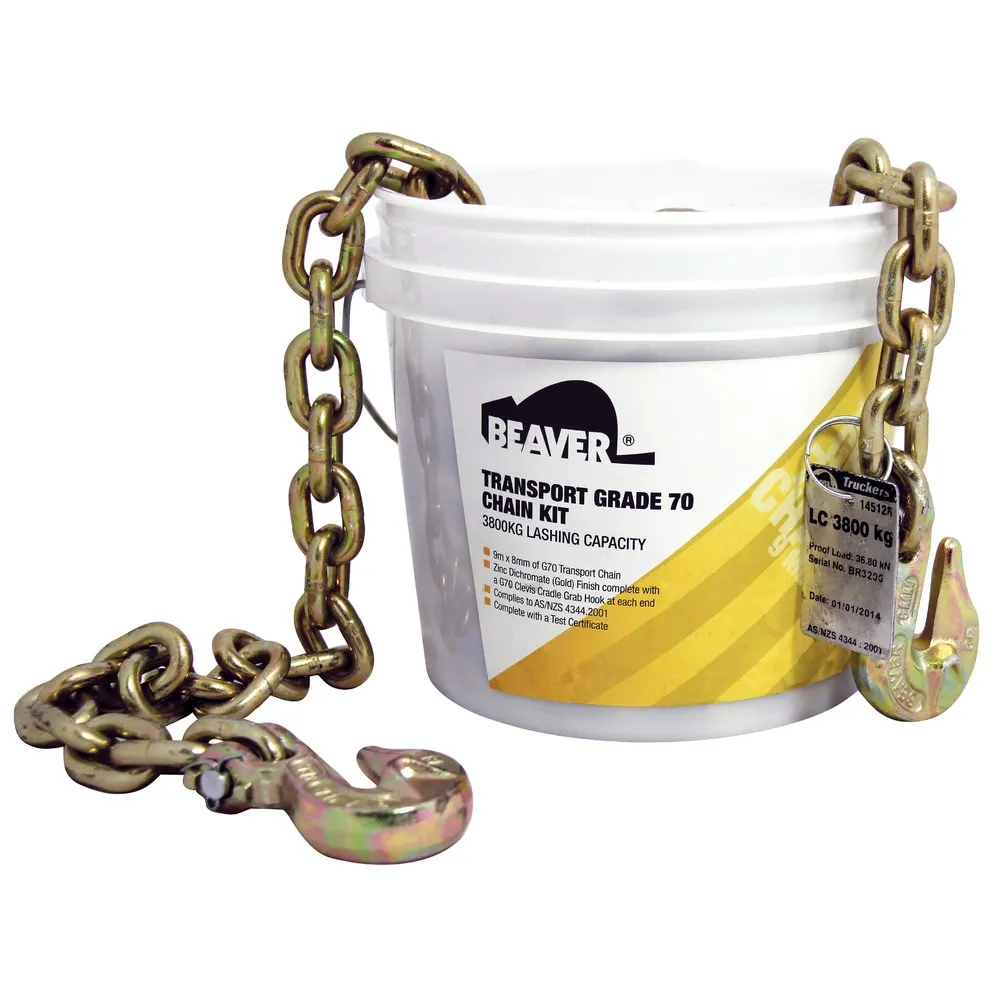 BEAVER CHAIN LOAD KIT 8MMX9M GRADE 70 with ENDED GRAB HOOKS