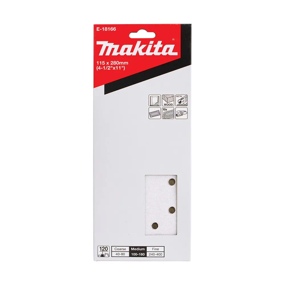 MAKITA 1/2 Sheet 120 Grit Sand Paper White - 10 Piece E-18166