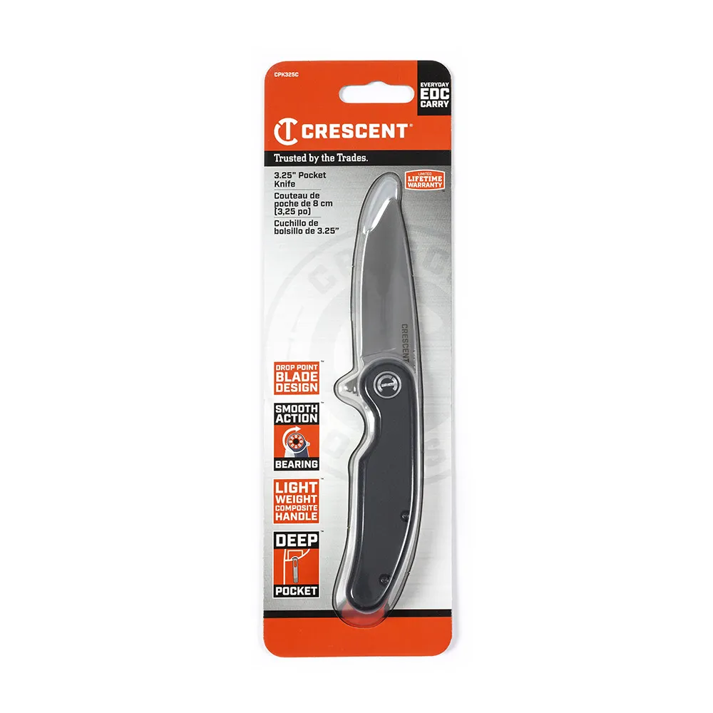 CRESCENT 82mm Drop Point Composite Handle Pocket Knife CPK325C