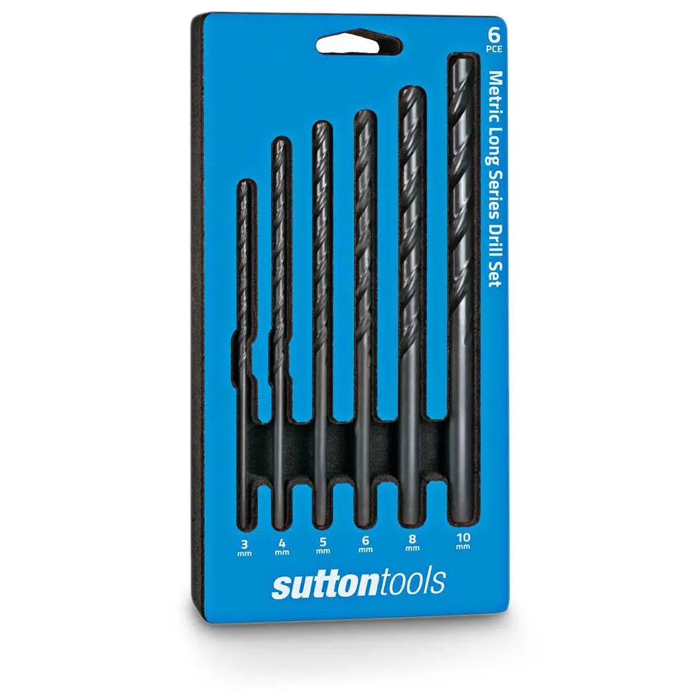 SUTTON 3-10mm Metric HSS-Blue Long-Series Drill Bit Set - BLUE BULLET - 6 Piece