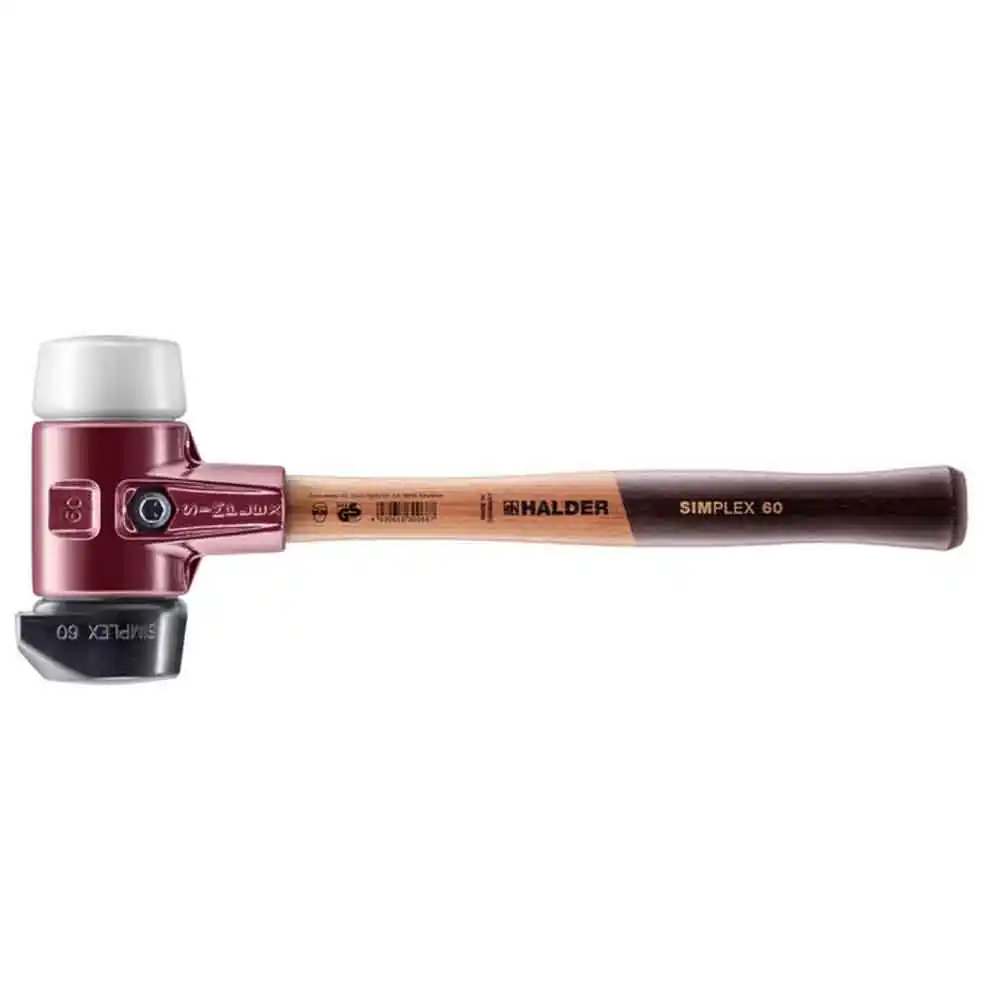 HALDER 60mm 1.35kg Rubber Mallet Rubber/Superplastic Tips Wood Handle 3027.26