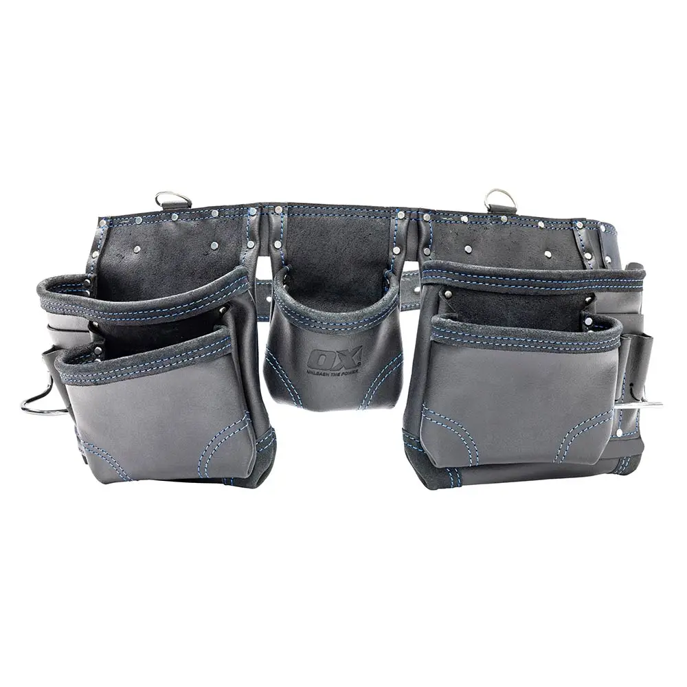 OX Trade Black Leather 12 Pocket Construction Apron OX-T265601