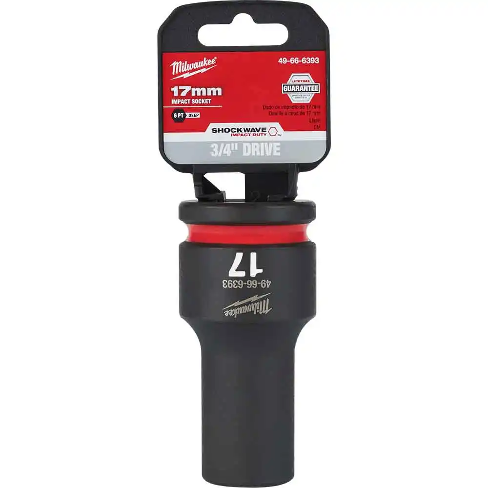 MILWAUKEE SHOCKWAVE 3/4inch Drive 17mm Deep 6 Point Impact Socket 49666393