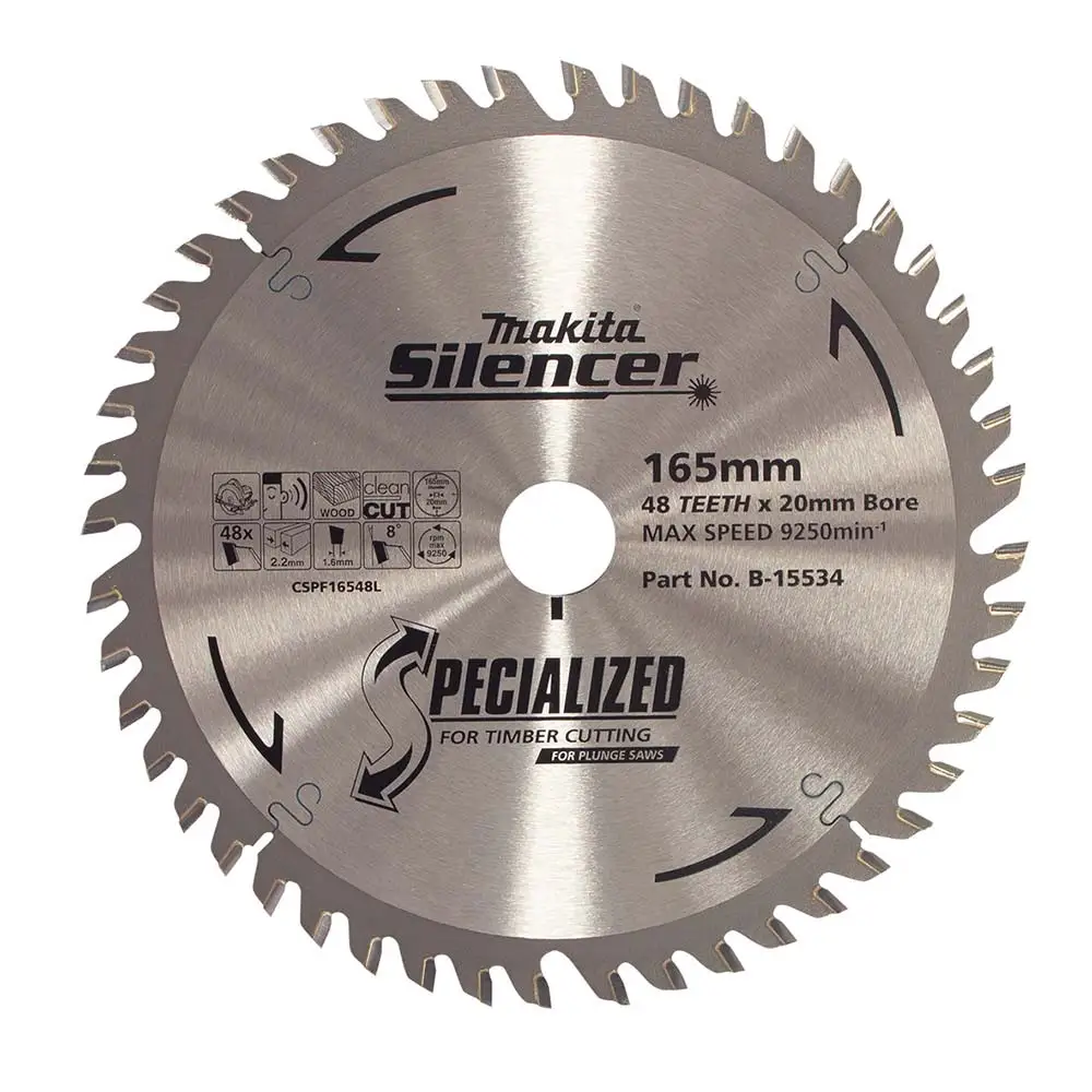 MAKITA 165mm x 20mm x 48T Plunge Saw TCT Saw Blade B-15534