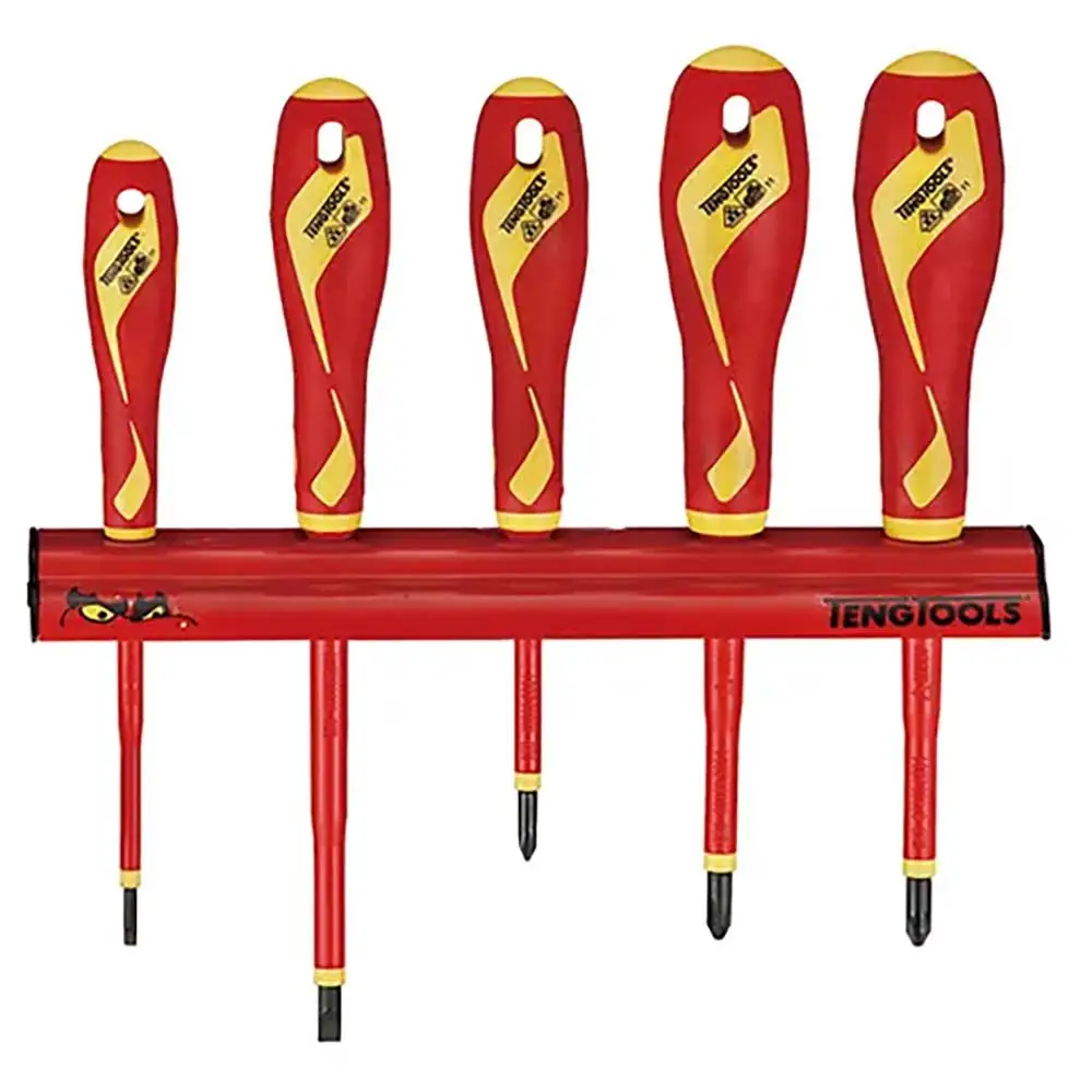 TENG TOOLS 1000V VDE Screwdriver Set With Wall Rack - 5 Piece TE-WRMDV05N