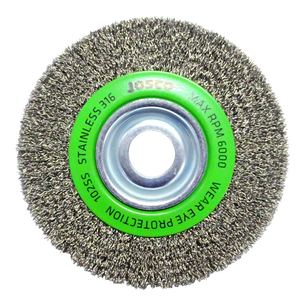JOSCO 150mm Crimped Wheel Brush Stainless Steel Wire 102SS