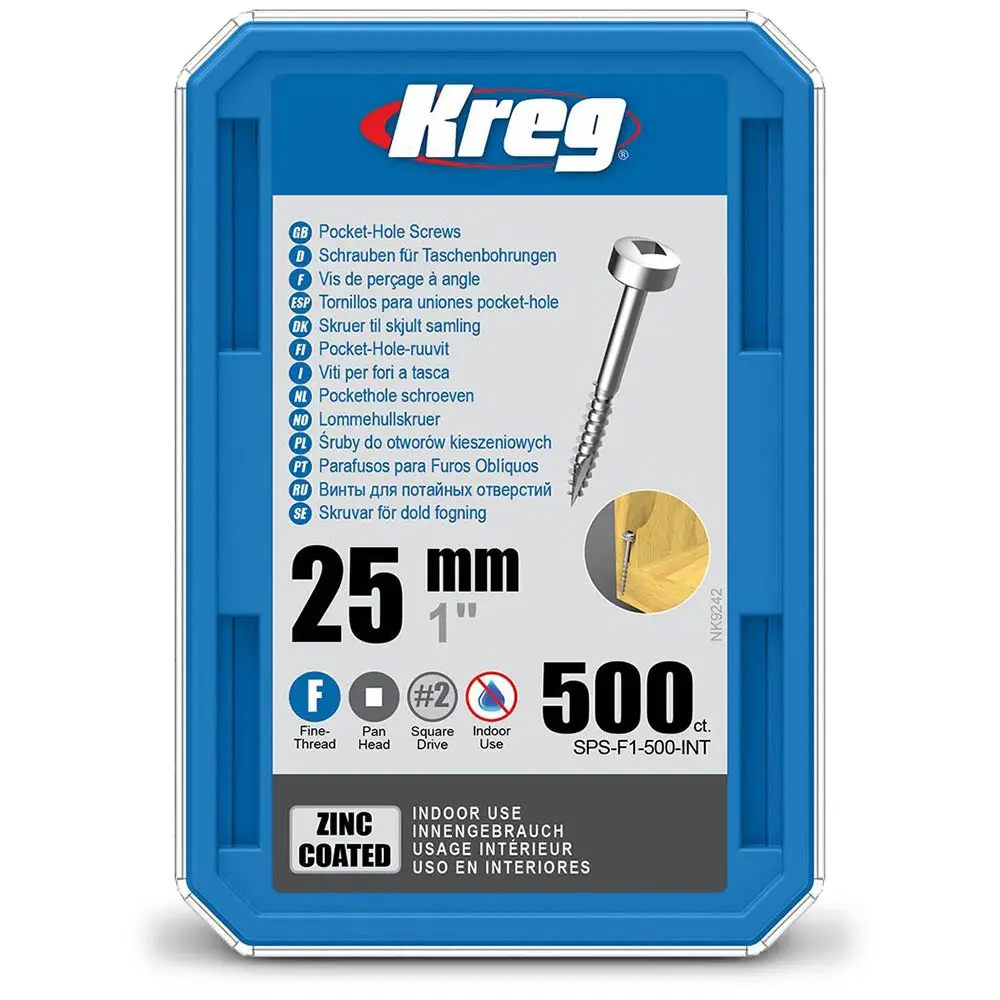 KREG Pocket Hole Screws Coarse Blue-Kote 32mm - 100 Piece KR-SPSF1-500
