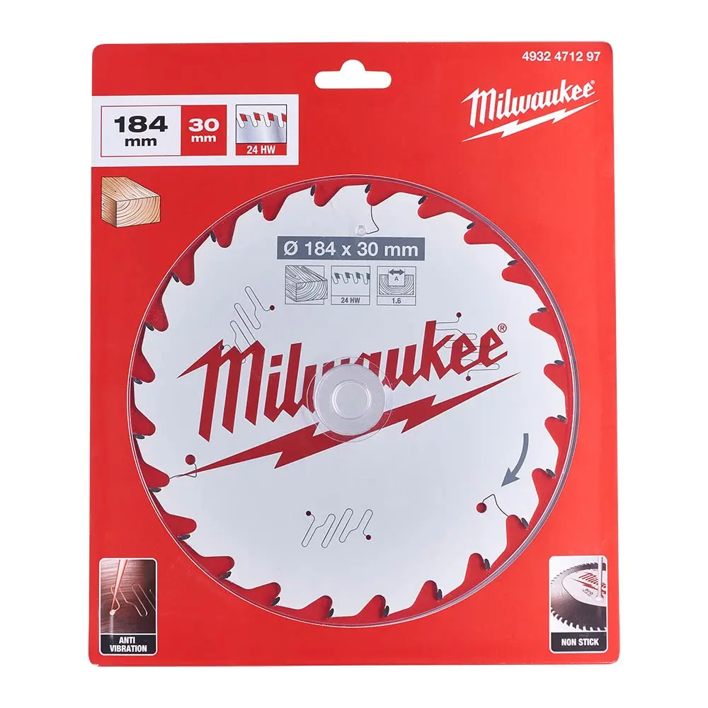 MILWAUKEE 184x30mm 24T TCT Circular Saw Blade for Wood Cutting - FRAMING 4932471297
