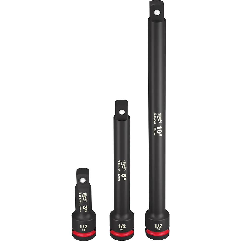 MILWAUKEE SHOCKWAVE™ 1/2inch Drive Impact Socket Extension 3 Piece Set 49666747