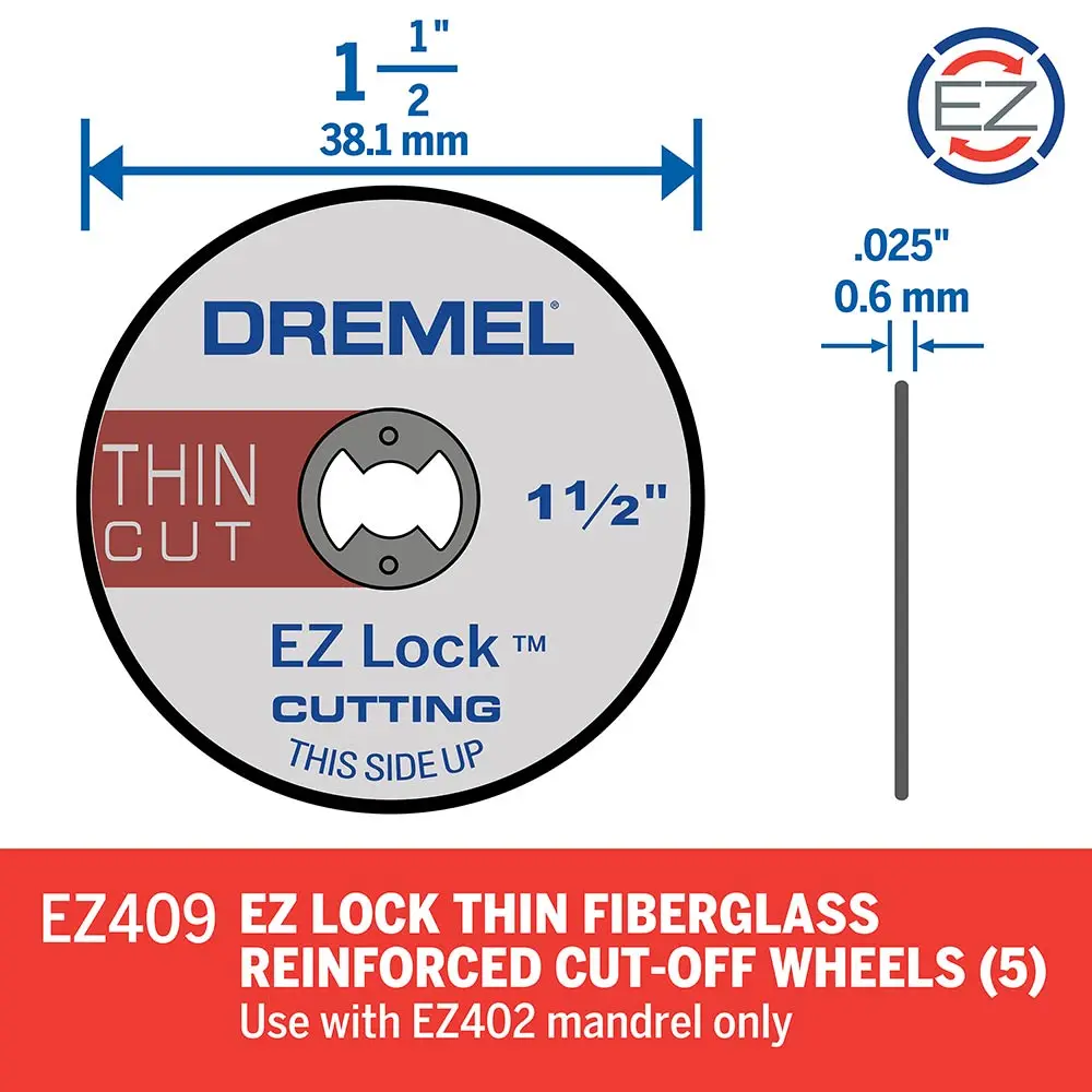 DREMEL 38mm EZ Lock Thin Cut Off Wheel (EZ409) - 5 Piece 2615E409AC