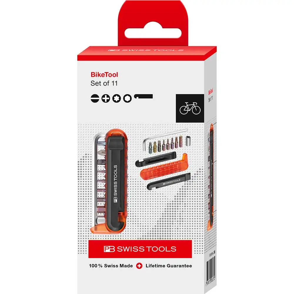 PB SWISS 8 Bits, Orange, Bike Tool Screwdriver Multi-Bit Set - 12 Piece PB 470.RED CBB