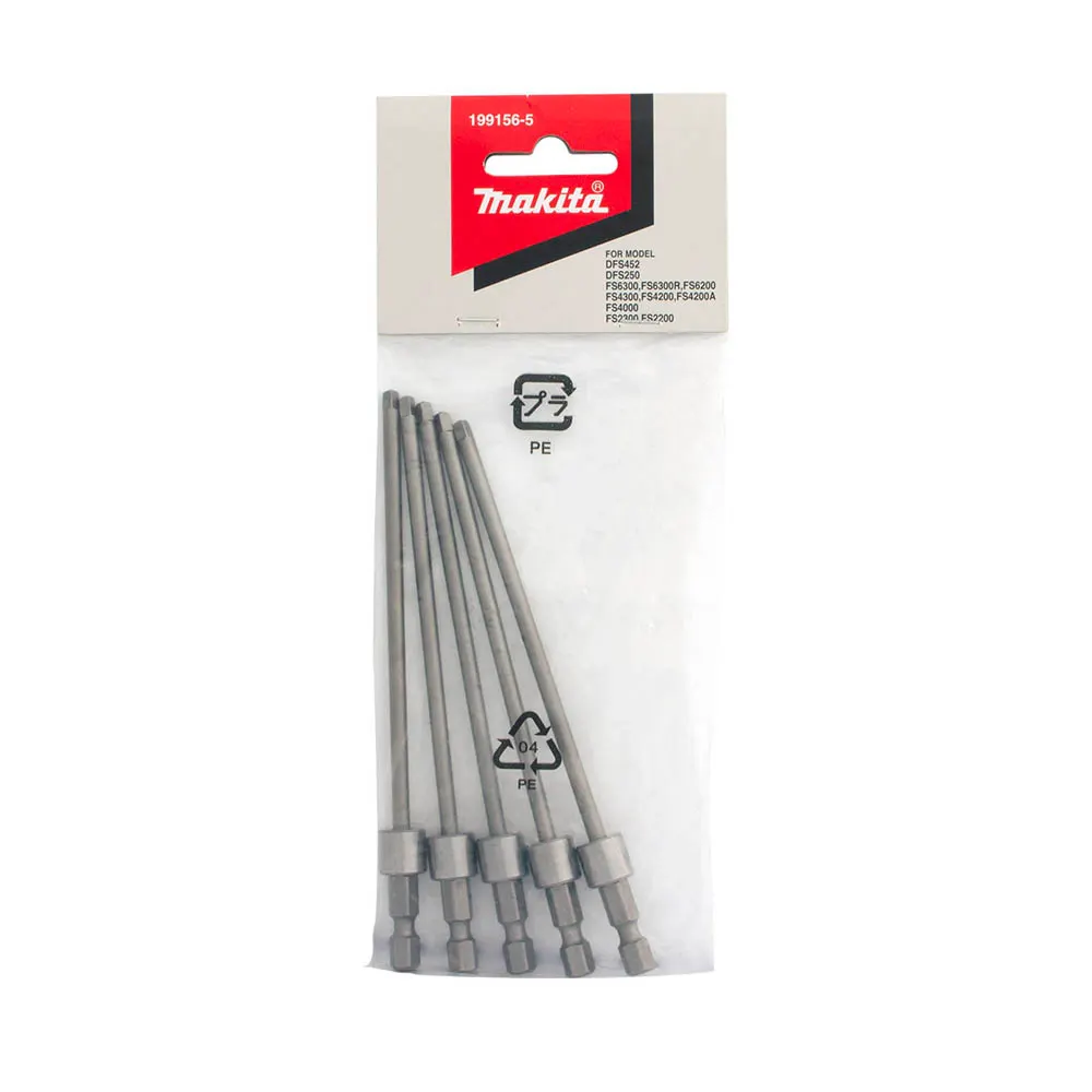 MAKITA SQ2 x 130mm Single End Screwdriver Bit - 5 Piece 199156-5