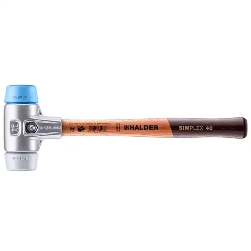 HALDER 40mm 245g Rubber Mallet TPR Tips Wood Handle 3113.04