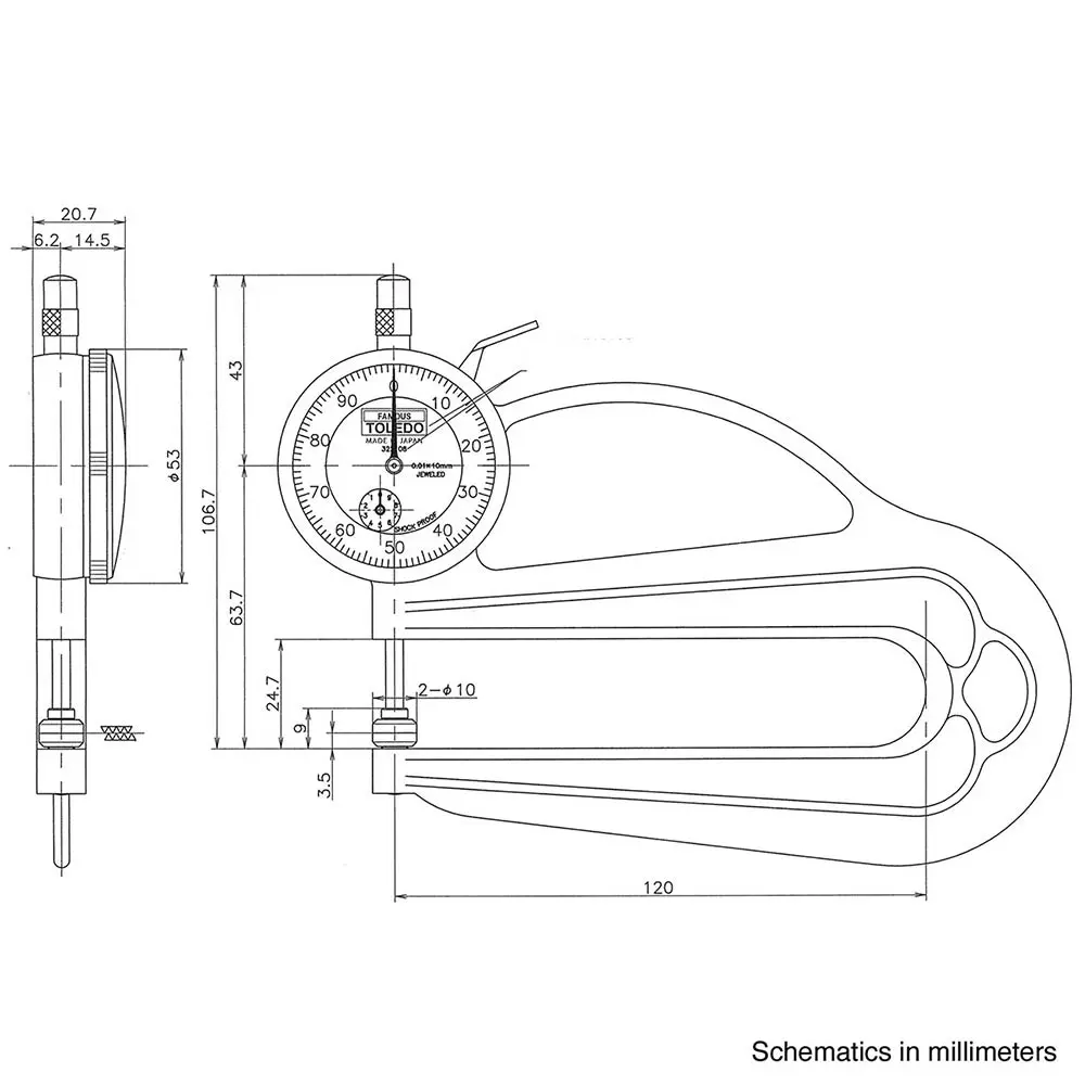 TOLEDO 0.01 x 10mm Thickness Gauge - Large 322108