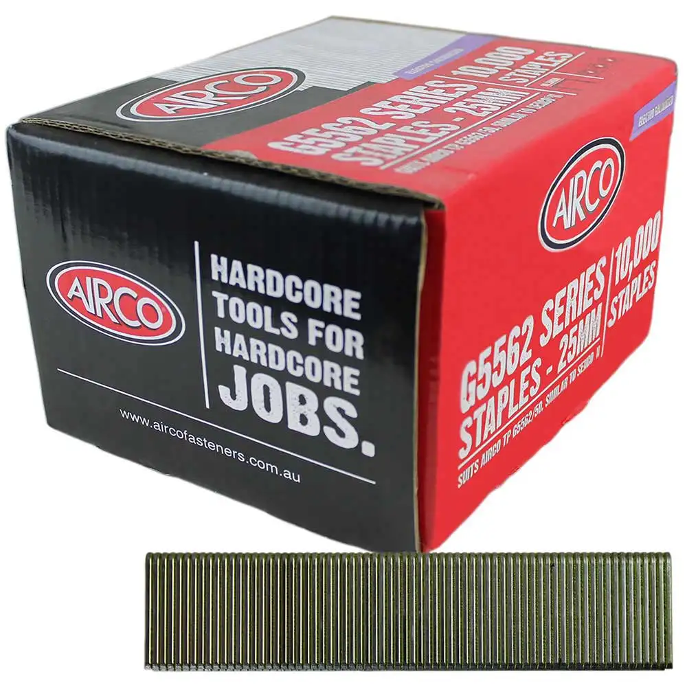 AIRCO Staples Electro Galvanised - 25mm Box of 10000 SG55250
