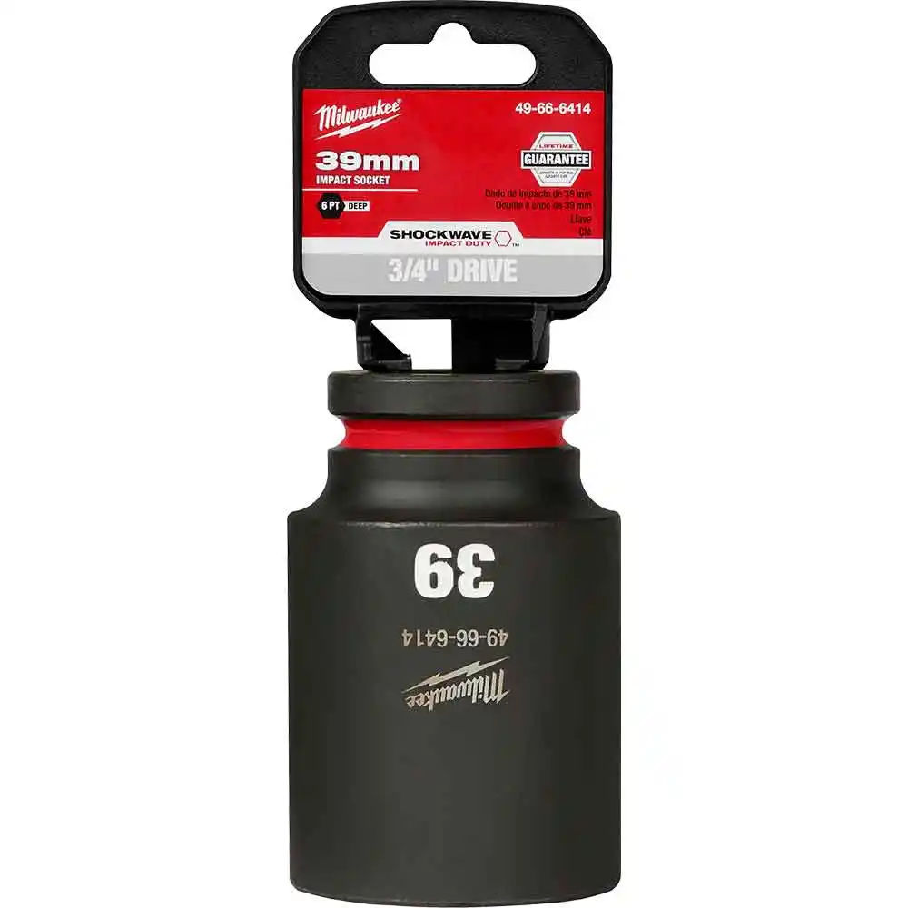 MILWAUKEE SHOCKWAVE 3/4inch Drive 39mm Deep 6 Point Impact Socket 49666414