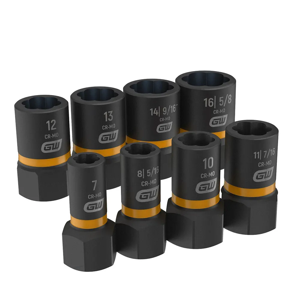 GEARWRENCH 1/4inch & 3/8inch Drive Bolt Biter Impact Extraction Socket Set 8pcs