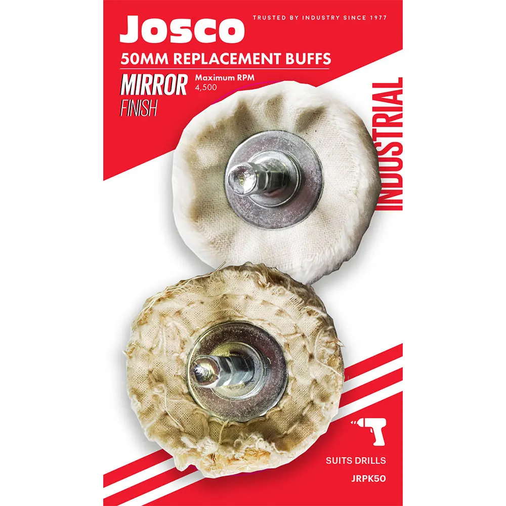 JOSCO 50mm 1/4-Hex Mounted Polishing Buff Twin Pack