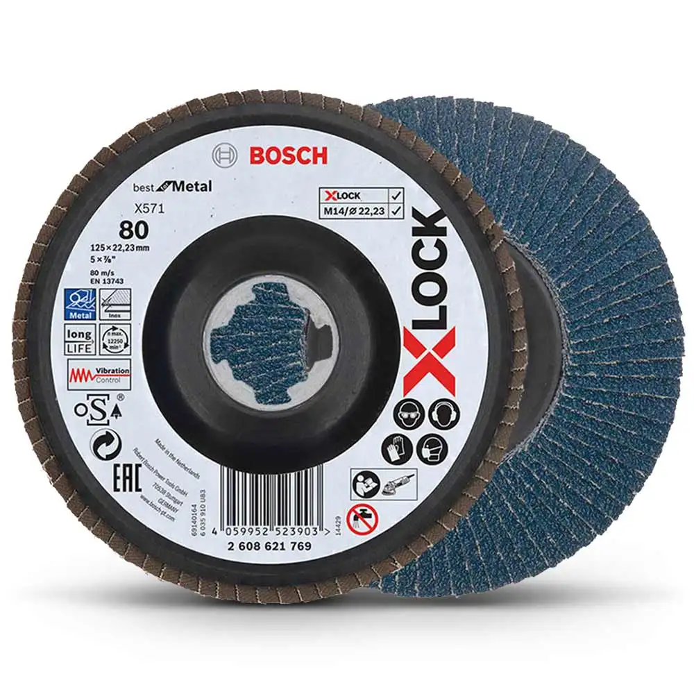BOSCH X-LOCK 125mm 80-Grit Zirconia Angled Flap Disc - BEST for METAL 2608621769